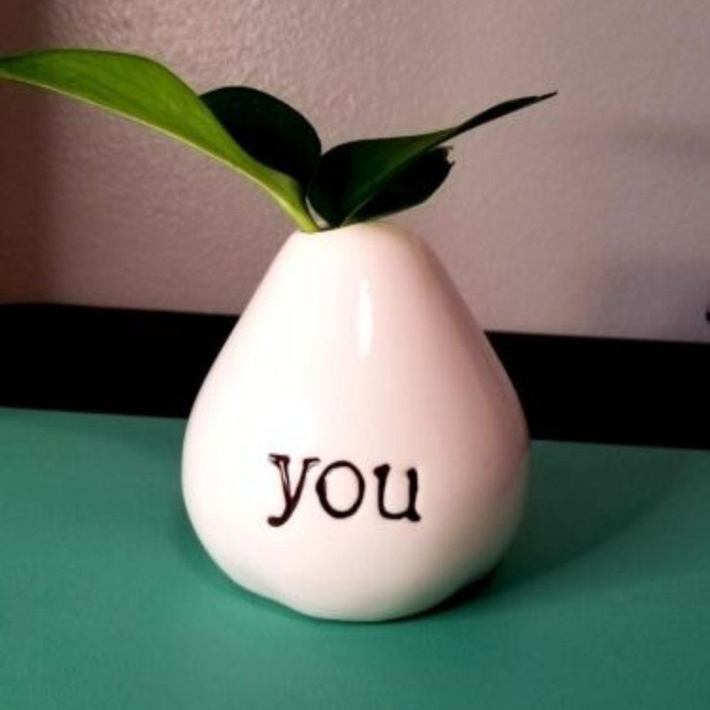 Small Modern Irregular Abstract Single Flower Desk Vase "You" Ceramic Pottery